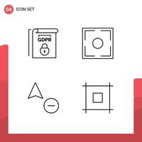 Pacote de 4 linhas de interface de usuário de sinais e símbolos modernos de termos de cópia gdpr layout de fotos elementos de design de vetores editáveis