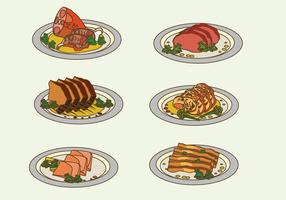 Charcuterie Meat On Plate Ilustração vetorial