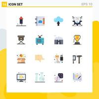 pacote de interface do usuário de 16 cores planas básicas do cinema configurar configuração de seta cv pacote editável de elementos de design de vetores criativos