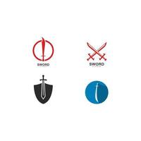 conjunto de ilustração de ícone vetorial de modelo de logotipo de espadas