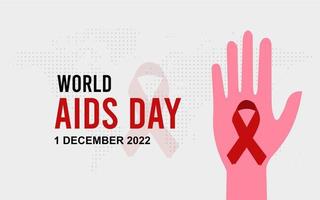 diga não ao dia mundial da aids 1º de dezembro. fita vermelha realista em background.applicable branco para cartazes, cartões postais. vetor