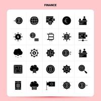 conjunto de ícones de finanças sólidas 25 design de estilo glifo vetorial conjunto de ícones pretos web e design de ideias de negócios móveis ilustração em vetor