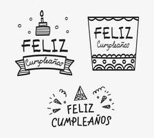 feliz aniversário em espanhol vetor