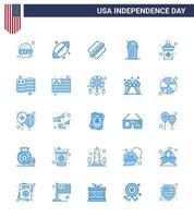 pacote azul com 25 símbolos do dia da independência dos eua dos estados eleitorais américa limonada américa editável dia dos eua elementos de design vetorial vetor