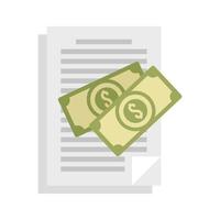 ícone de dinheiro de suborno de documento vetor plano isolado