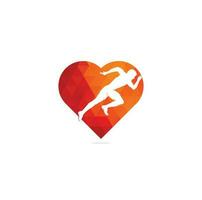 design de logotipo do clube corredor de fitness. design de logotipo em forma de coração de homem correndo. conceito de logotipo de execução saudável. vetor