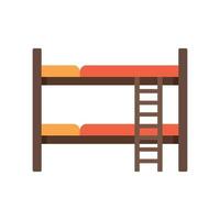 ícone de cama de beliche de albergue plano isolado vetor