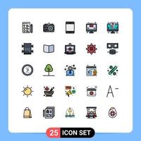 25 ícones criativos, sinais e símbolos modernos de lista de desejos de gadgets favoritos on-line, elementos de design de vetores editáveis