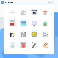 pacote de interface do usuário de 16 cores planas básicas da página de erro lanche finanças filme pipoca pacote editável de elementos de design de vetores criativos