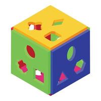 vetor isométrico de ícone de brinquedo de criança de cubo. Educação precoce
