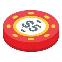 vetor isométrico de ícone de fichas de moeda vermelha. pôquer de cartas