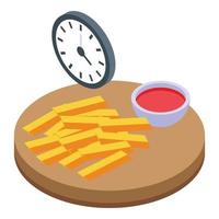 vetor isométrico de ícone de entrega de batatas fritas rápidas. pedido online