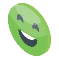 vetor isométrico de ícone de nível de satisfação emoji verde. emoticon de cliente