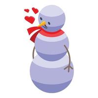 no vetor isométrico do ícone do boneco de neve do amor. homem de inverno