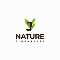 designs de logotipo de natureza inicial de folha de letra j, ilustração de ícone de vetor de logotipo de natureza verde de letra moderna