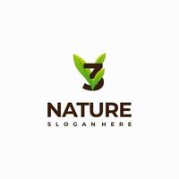 3 designs de logotipo de natureza inicial de folha de número, ilustração de ícone de vetor de logotipo de natureza verde número moderno