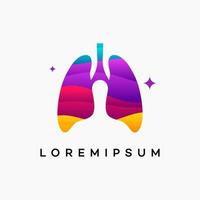vetor de modelo de logotipo de pulmões ondulados modernos, modelo de pulmões de saúde, ícone de símbolo de logotipo