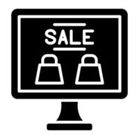 ícone de glifo de venda online vetor