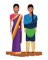 personagens de desenhos animados de mulheres indianas vetor