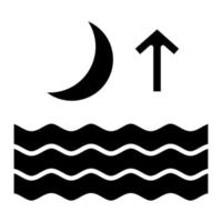 ícone de glifo de maré alta vetor