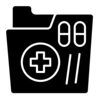 ícone de glifo de pasta médica vetor