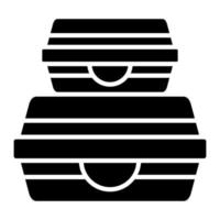 ícone de glifo de recipiente de comida vetor