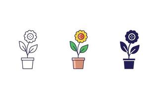 ícone de linha de vaso de flores isolado no fundo branco, ilustração vetorial vetor