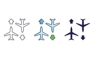 transferência de avião, linha de aviação de voo e ícone de glifo, ilustração vetorial isolada vetor