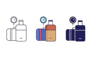 linha de peso de bagagem e ícone de glifo, ilustração vetorial vetor