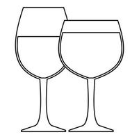 ícone de duas taças de vinho, estilo de estrutura de tópicos vetor
