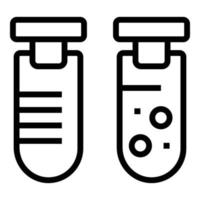 vetor de contorno do ícone do tubo de ensaio médico. laboratório de química