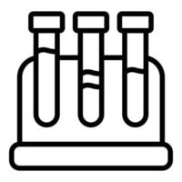 vetor de contorno do ícone de carrinho de tubo de ensaio médico. laboratório de química