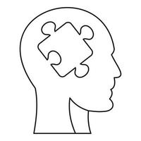 silhueta de cabeça de homem com ícone de peça de quebra-cabeça vetor