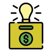 vetor de esboço de cor de ícone de caixa de crowdfunding de dinheiro