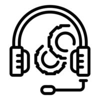 vetor de contorno do ícone de suporte de fone de ouvido. técnico online