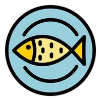 vetor de contorno de cor de ícone de prato de peixe