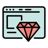 vetor de contorno de cor de ícone de web design de diamante