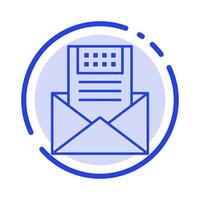 e-mail comunicação e-mails envelope carta mensagem de correio azul ícone de linha de linha pontilhada vetor