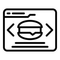 vetor de contorno do ícone de pedido de hambúrguer online. serviço de menu