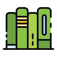 vetor de contorno de cor de ícone de pilha de livros