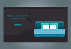 Blue-Headboard Bedroom and Furniture Web Interface vetor