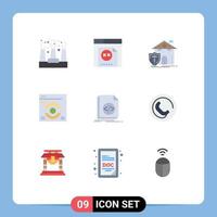 pacote de interface do usuário de 9 cores planas básicas de código de arquivo inicial atualizar página da web elementos de design de vetores editáveis
