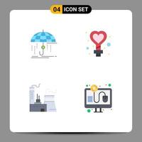 4 pacote de ícones planos de interface de usuário de sinais e símbolos modernos de construção de finanças, dinheiro, amor, fábrica, elementos de design de vetores editáveis