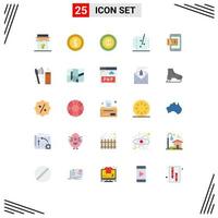 conjunto de 25 símbolos de símbolos de ícones de interface do usuário modernos para machado, compras, dinheiro, laboratório químico móvel, elementos de design de vetores editáveis
