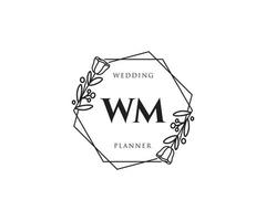 logo feminino inicial wm. utilizável para logotipos de natureza, salão, spa, cosméticos e beleza. elemento de modelo de design de logotipo de vetor plana.