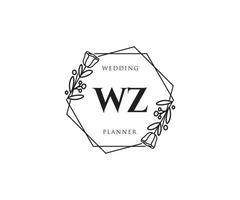 logo feminino inicial wz. utilizável para logotipos de natureza, salão, spa, cosméticos e beleza. elemento de modelo de design de logotipo de vetor plana.