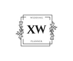 logotipo feminino inicial xw. utilizável para logotipos de natureza, salão, spa, cosméticos e beleza. elemento de modelo de design de logotipo de vetor plana.