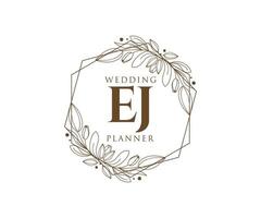 coleção de logotipos de monograma de casamento de letras iniciais ej, modelos minimalistas e florais modernos desenhados à mão para cartões de convite, salve a data, identidade elegante para restaurante, boutique, café em vetor