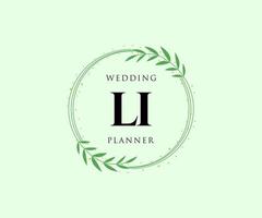 coleção de logotipos de monograma de casamento de letras iniciais li, modelos modernos minimalistas e florais desenhados à mão para cartões de convite, salve a data, identidade elegante para restaurante, boutique, café em vetor