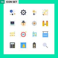 conjunto moderno de 16 cores planas e símbolos, como ganhos, definição de lucro, fogo, pacote editável de elementos de design de vetores criativos